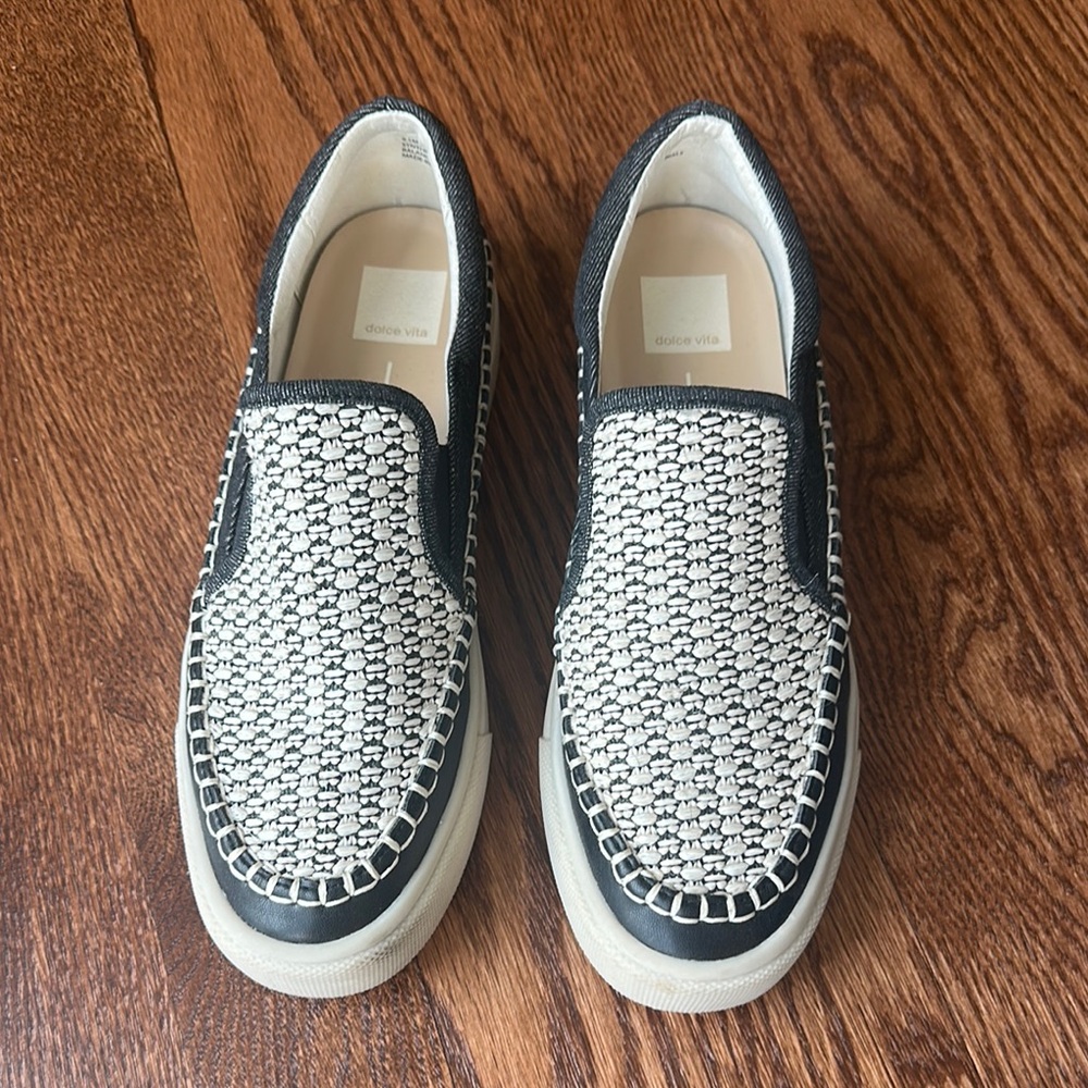 Men's Black and White Slip-On Shoes